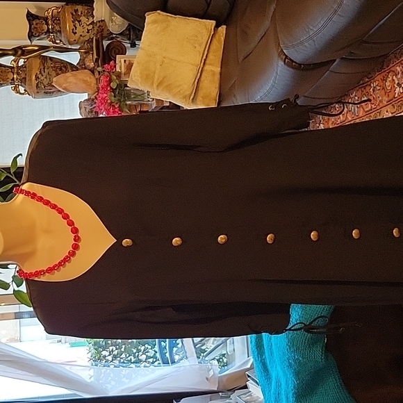 JESSICA 10 Dress Maxi Black Gold buttons - Picture 7 of 14